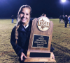 Bronson holds the Tennessee women's soccer state championship trophy.